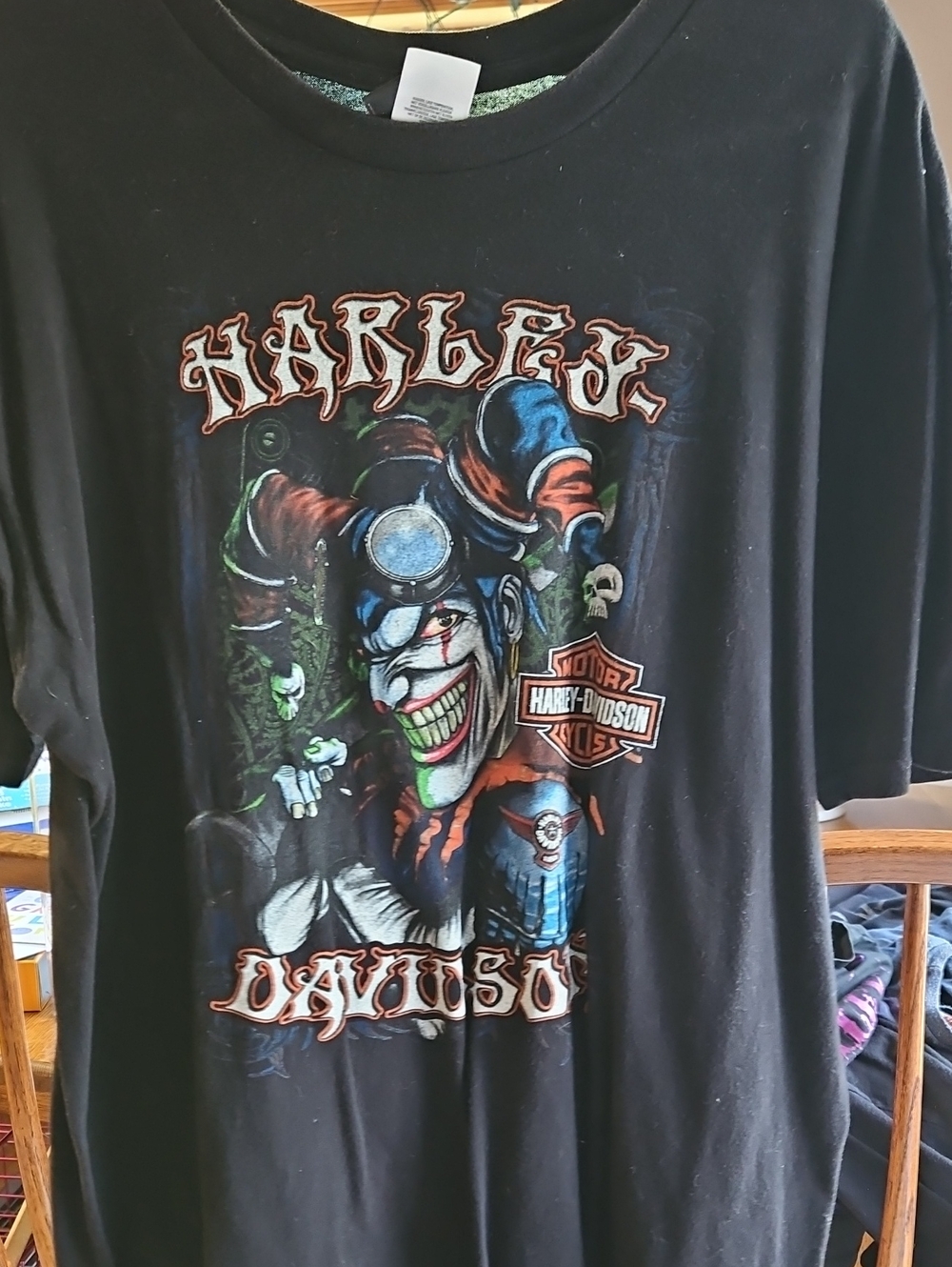 Harley-Davidson Black Tee with Jester Graphic Chesters Jackson Hole WY